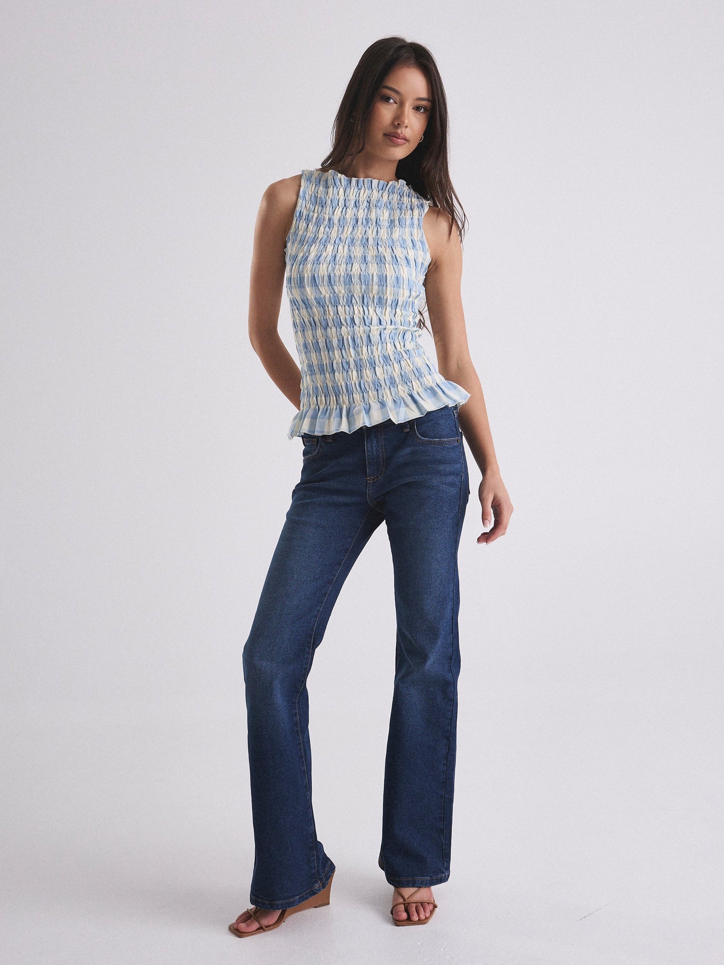 Luna Tank - Sky Gingham