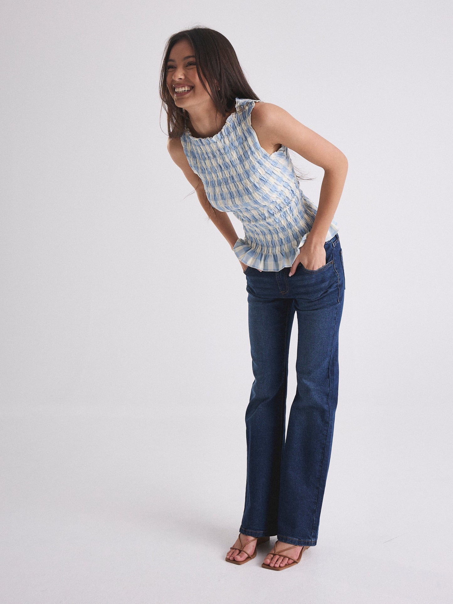 Luna Tank - Sky Gingham