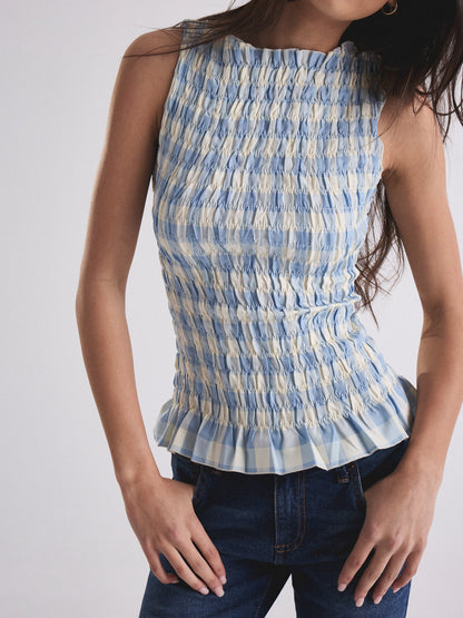 Luna Tank - Sky Gingham