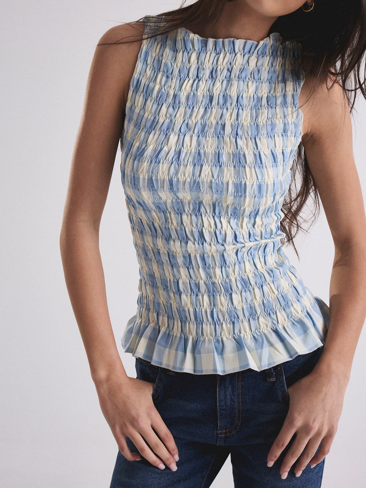 Luna Tank - Sky Gingham