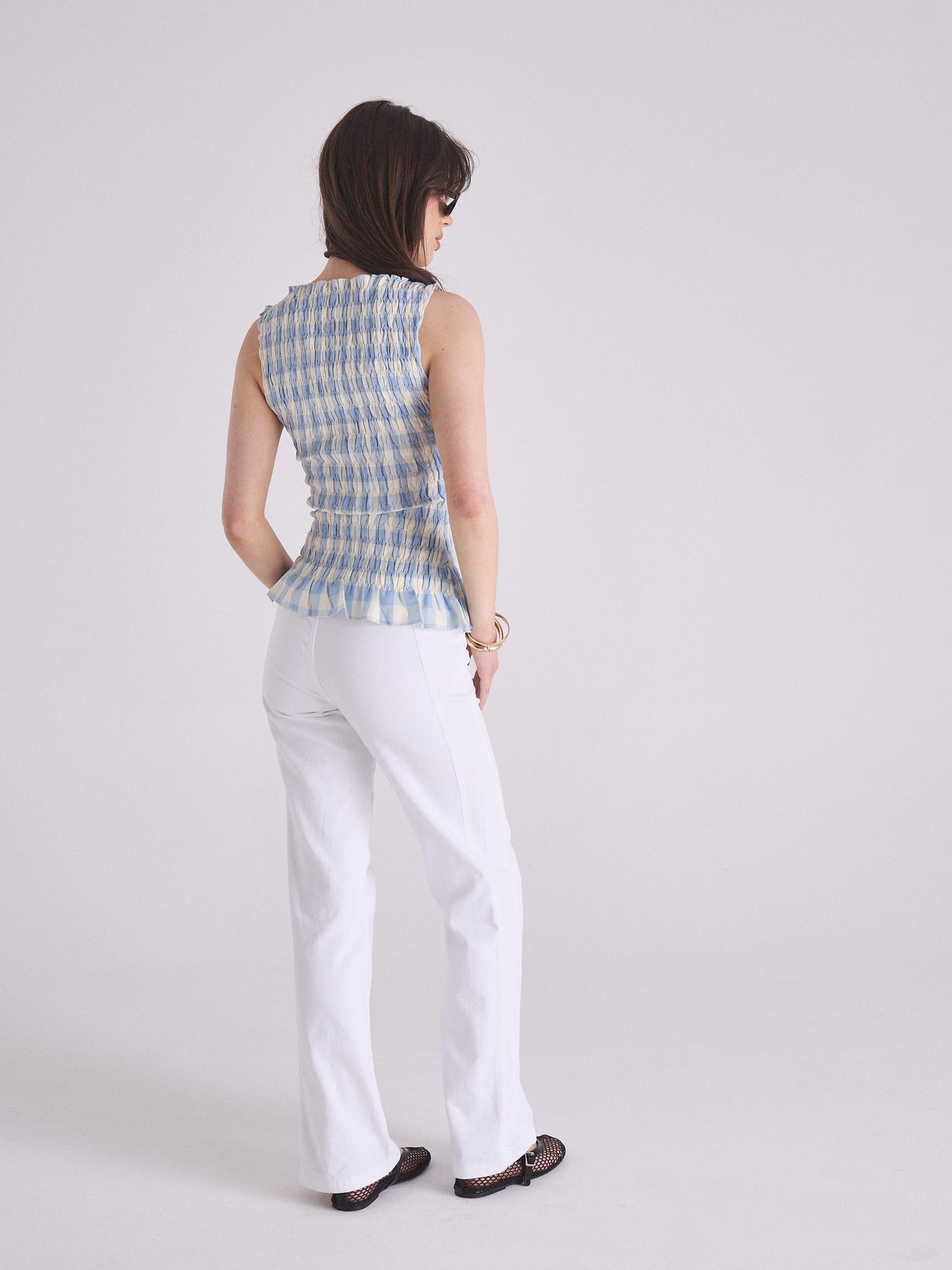 Luna Tank - Sky Gingham